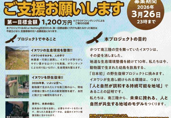 イヌワシ野生復帰クラウドファンディング